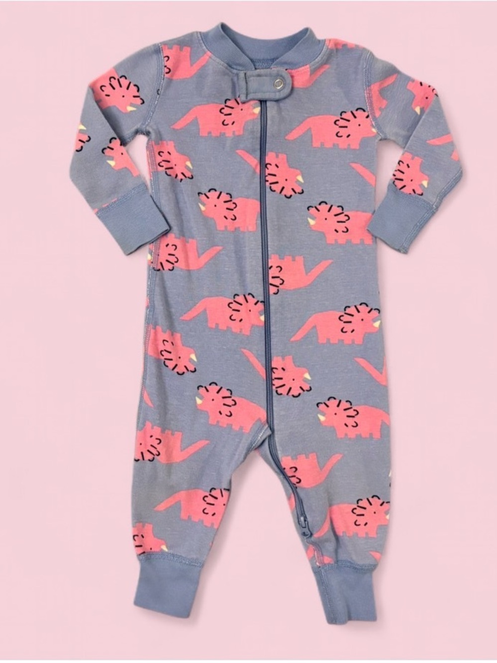 Hanna Andersson Purple & Pink Dino Organic Cotton Zip Sleeper Size 6-12M